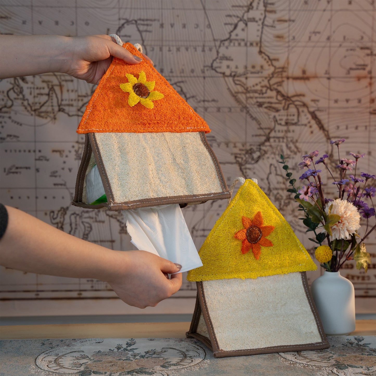 Handmade Eco-friendly Loofah Tissue Holder