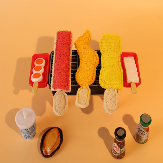 4 Piece BBQ Grill Toy Set for Cats – Interactive Fun with Fish, Shrimp & Meat