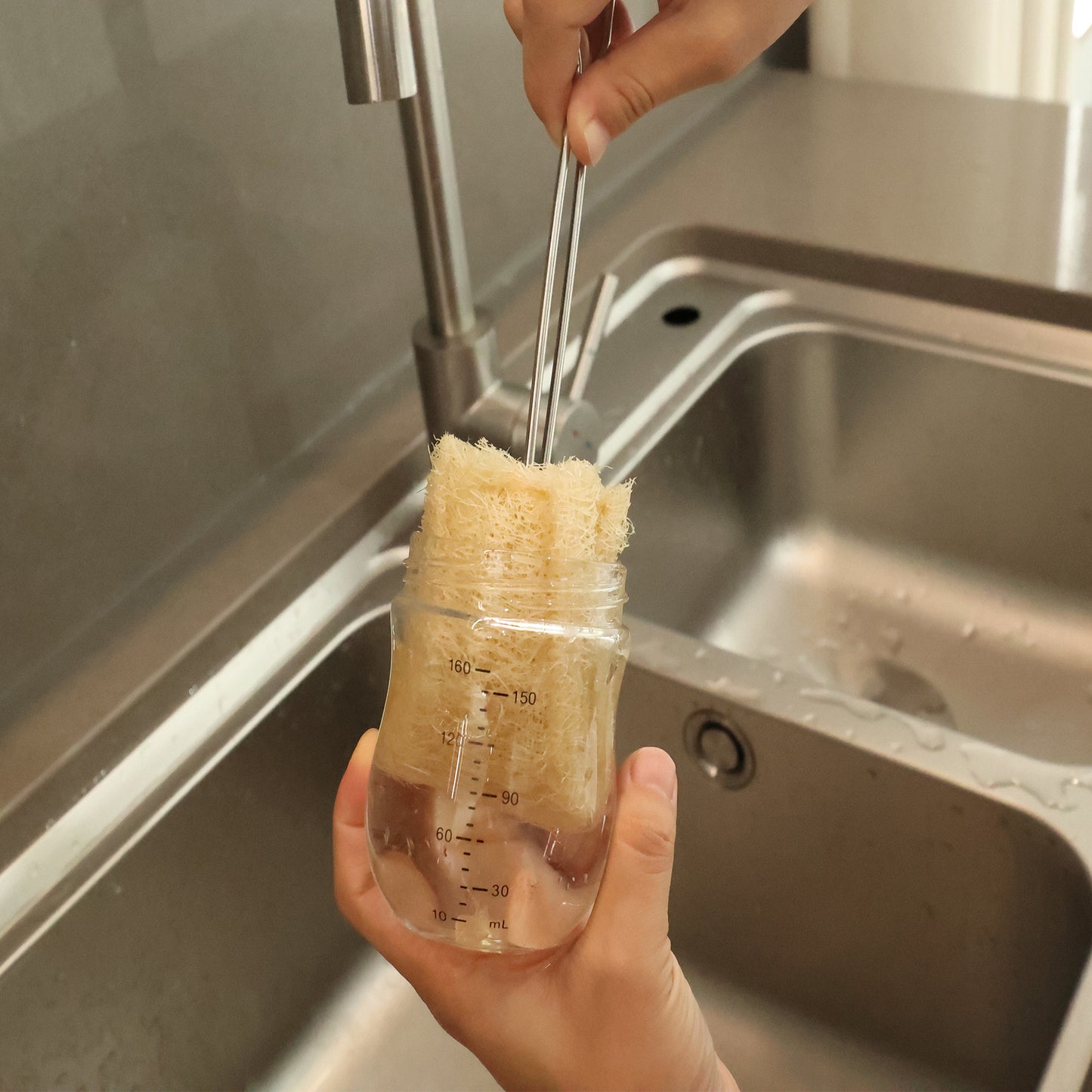 Zero Residue, 100% Safe - Eco Loofah Cleaning Brush