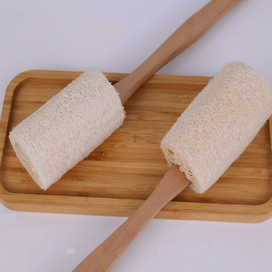 Natural Loofah Pot Scrubber Handle Design · Non-Scratch Cleaning · Eco-Friendly & Healthy · Powerful Oil Removal