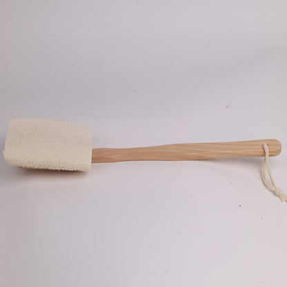 Natural Loofah Dish Brush with Wooden Handle · Eco-Friendly & Durable Pot Scrubber