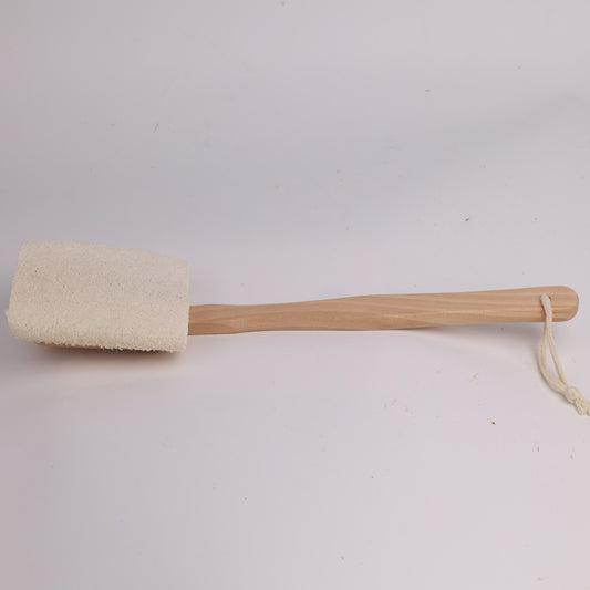 Natural Loofah Dish Brush with Wooden Handle · Eco-Friendly & Durable Pot Scrubber