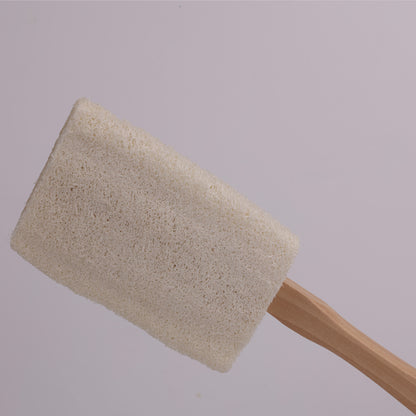 Natural Loofah Dish Brush with Wooden Handle · Eco-Friendly & Durable Pot Scrubber